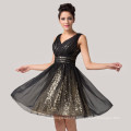 Grace Karin New Design Deep V Neck Short Black Sequins Cocktail Dresses Wholesale CL6156